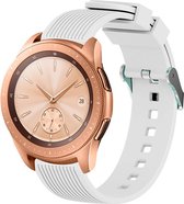 Shop4 - Bandje voor Samsung Galaxy Watch4 40/ 44mm - Siliconen Rechte Streep Wit