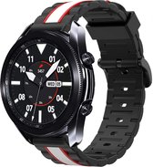 Strap-it Special Edition siliconen bandje geschikt voor Samsung Galaxy Watch 3 45mm / Galaxy Watch 1 46mm / Gear S3 Classic & Frontier - zwart/wit/rood