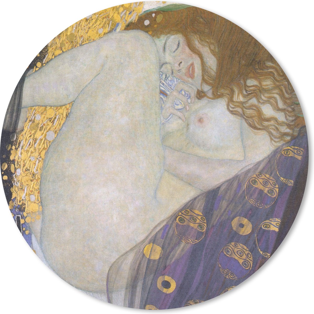Muismat rond 50x50 cm - Mousepad Danaë - schilderij van Gustav Klimt - Ronde muismatten
