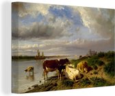Canvas Schilderij Landscape with Cattle - Schilderij van Anton Mauve - 60x40 cm - Wanddecoratie