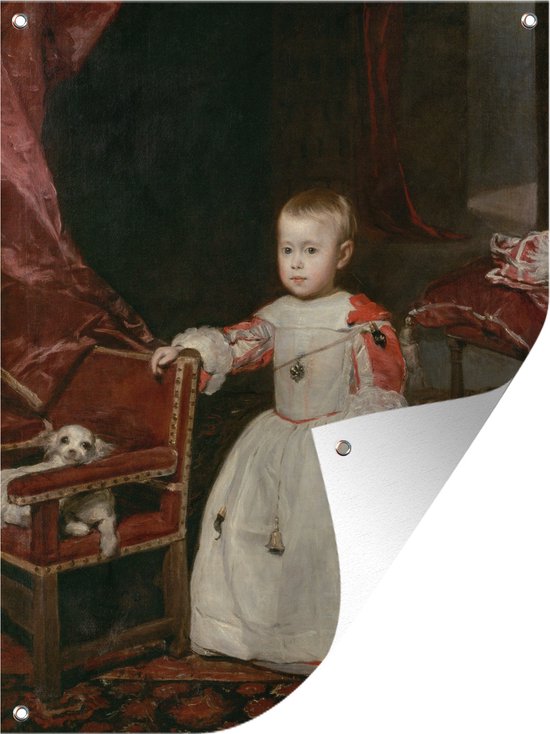 Tuinschilderij Portret van prins Filips Prospero - Schilderij van Diego Velazquez - 60x80 cm - Tuinposter - Tuindoek - Buitenposter