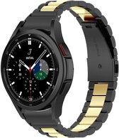 Strap-it Samsung Galaxy Watch 4 Classic 42mm stalen schakel band - zwart/goud