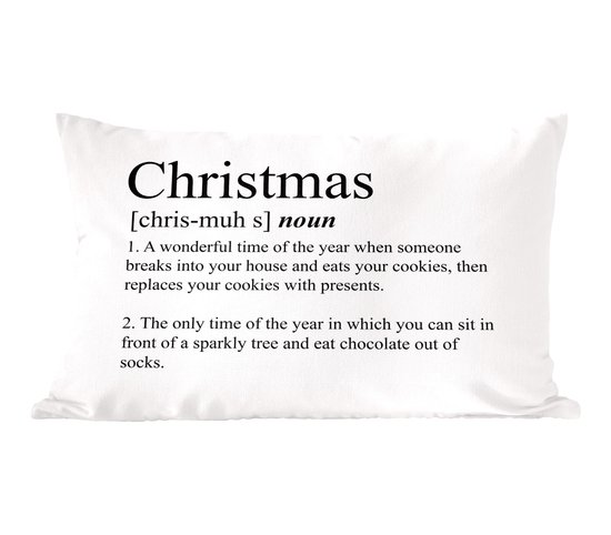 Sierkussens - Kussentjes Woonkamer - 60x40 cm - Kerst - Quotes - Christmas definitie - Spreuken - Woordenboek - Kerstversiering - Kerstdecoratie voor binnen - Woonkamer