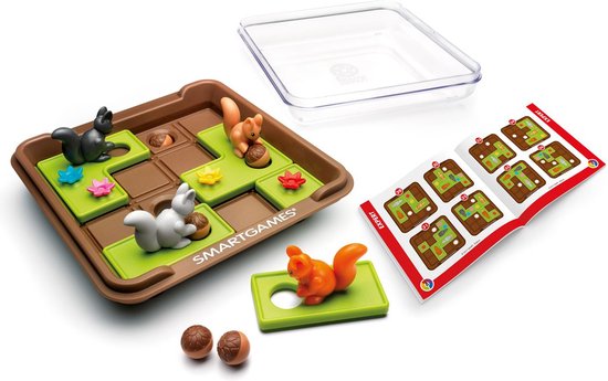 SmartGames Squirrels Go Nuts! - Compacte Schuifpuzzel Denkspel - 60 Educatieve Eekhoorn Uitdagingen - Reisspel & Solospel - Vanaf 6 Jaar