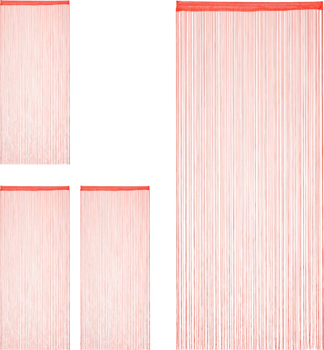 Relaxdays 4x draadgordijn - deurgordijn slierten - franjes gordijn - 90 x 245 cm - rood