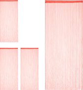 Relaxdays 4x draadgordijn - deurgordijn slierten - franjes gordijn - 90 x 245 cm - rood