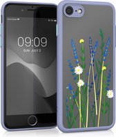 kwmobile hoesje voor Apple iPhone SE (2022) / SE (2020) / 8 / 7 - Back cover in mintgroen / geel / mat transparant - Smartphonehoesje - Bloemstuk design