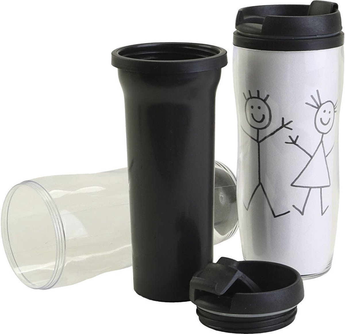 Creativ Company 646095 reisdrinkbeker Zwart, Wit Kunststof