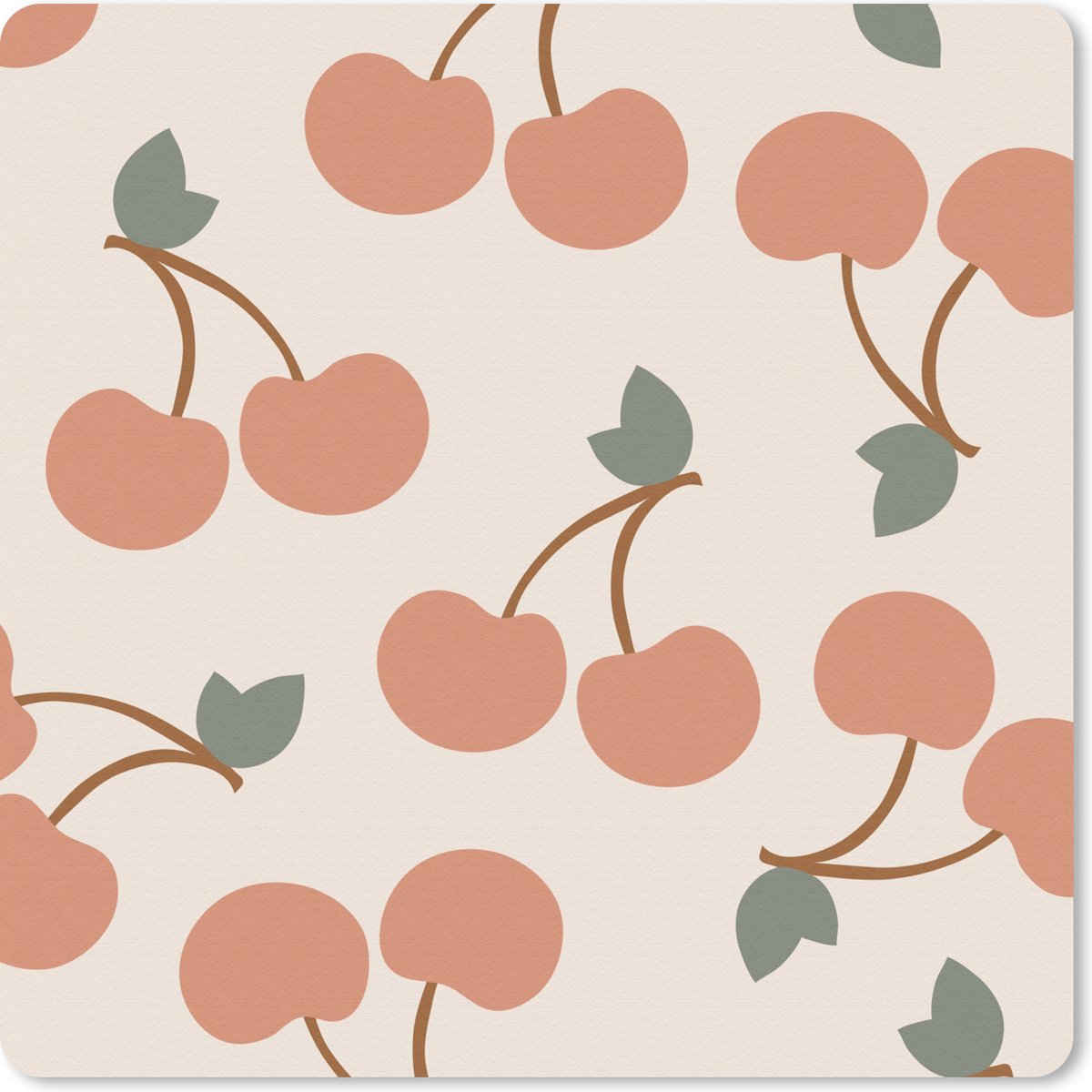 Muismat 20x20 cm - Mousepad Fruit - Pastel - Kersen - Zomer - Muismatten