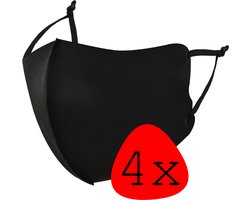 Wasbaar Mondkapje Zwart Verstelbaar Wasbaar Mondmasker Elastisch Mondkapjes - 4 stuks