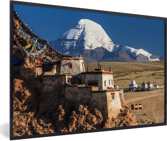 Fotolijst incl. Poster - Schemering over de Tibetaanse Kailash nabij China - 90x60 cm - Posterlijst