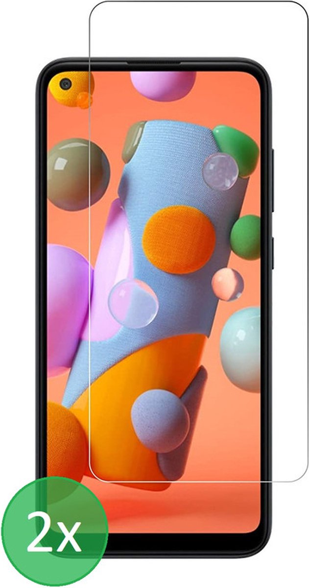 2x Screenprotector Tempered Glass Glazen Gehard Screen Protector 2.5D 9H (0.3mm) - Glasplaatje Geschikt voor: Samsung Galaxy M11 - Glas - bescherm - beschermglas