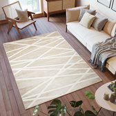 Tapiso Breeze Vloerkleed Beige Licht Lijnen Modern Woonkamer Slaapkamer Tapijt Maat- 120x170