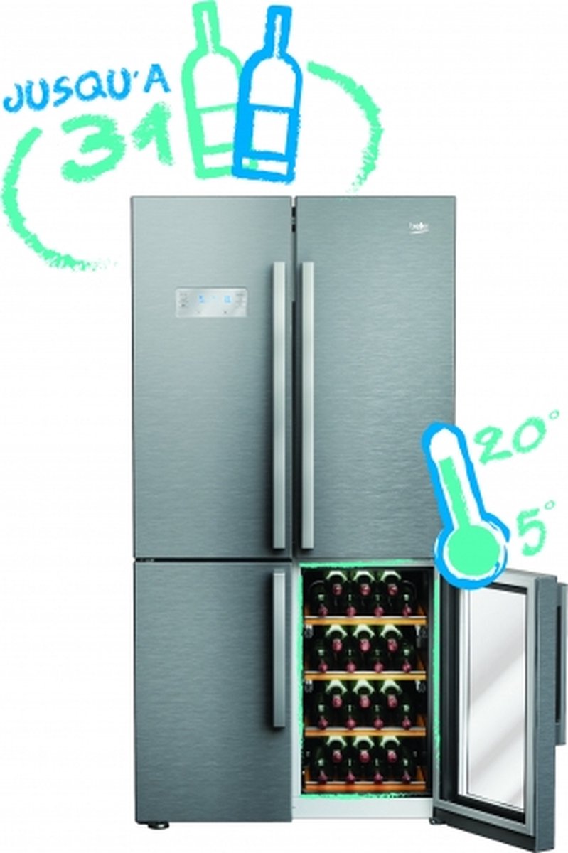 Beko GN1416220CX - Amerikaanse koelkast - met wijnkast | bol