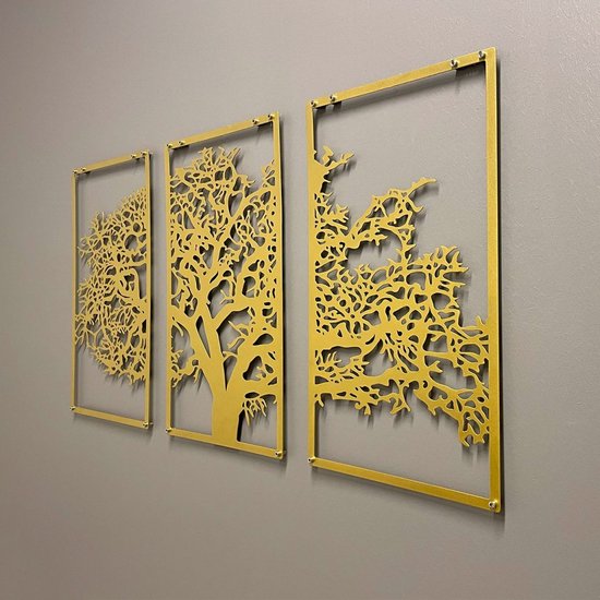 Gouden Metalen wanddecoratie Tree Goud - 108x65 cm