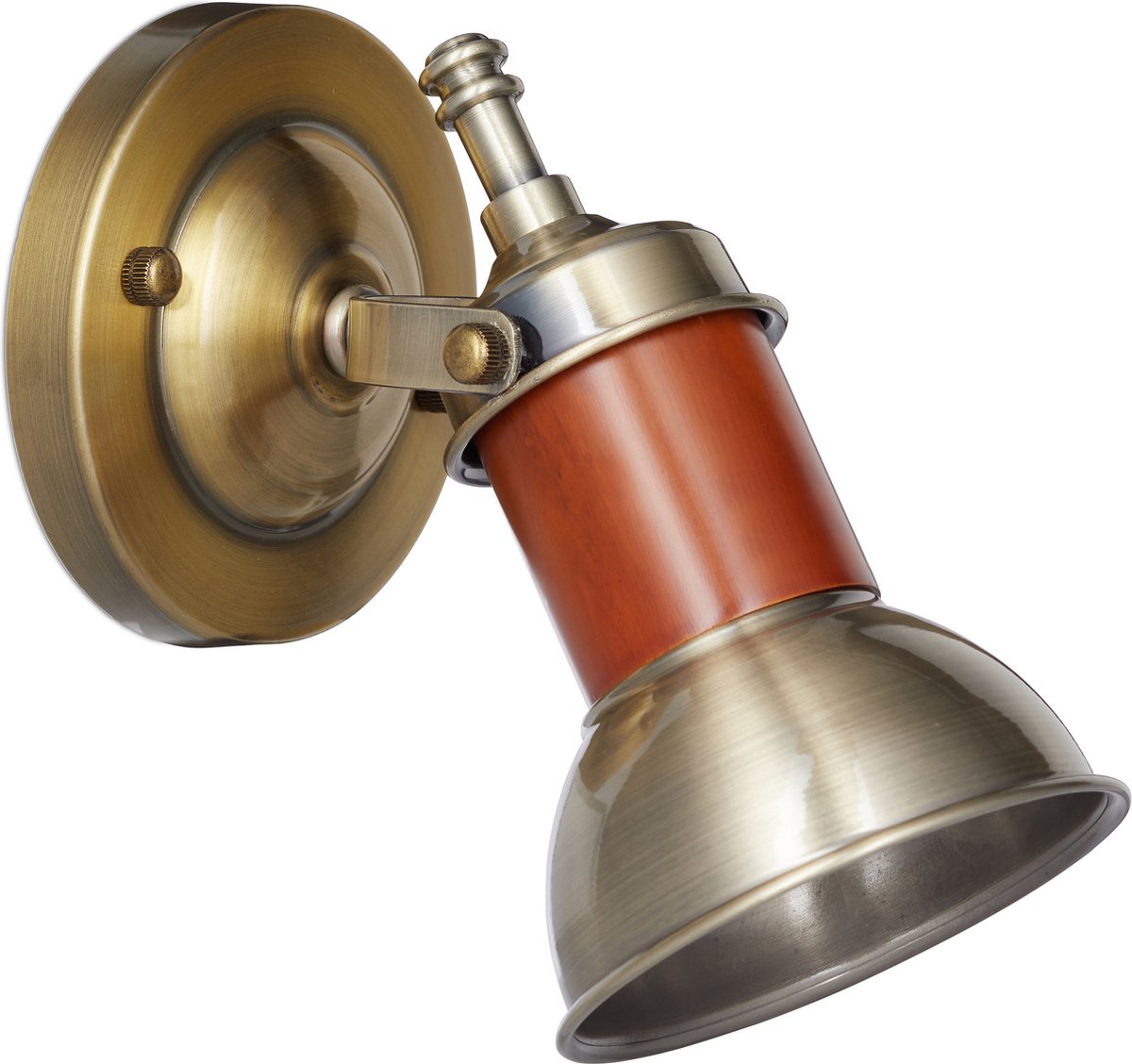 Relaxdays wandlamp - messing-zwart - vintage wandspot - leeslamp metaal - wandverlichting - 1 stuk