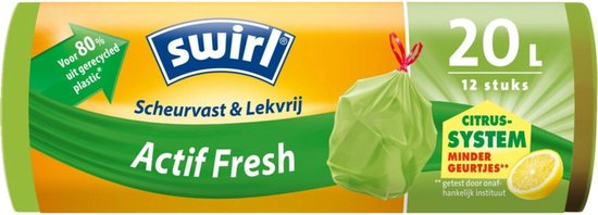 haat campagne hardwerkend Swirl Vuilniszakken met Trekband Geparfumeerd Actif Fresh 20 liter 12 stuks  | bol.com