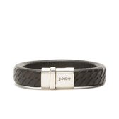 Josh Heren Armband Leer;Metaal - ZilverkleurigZwart