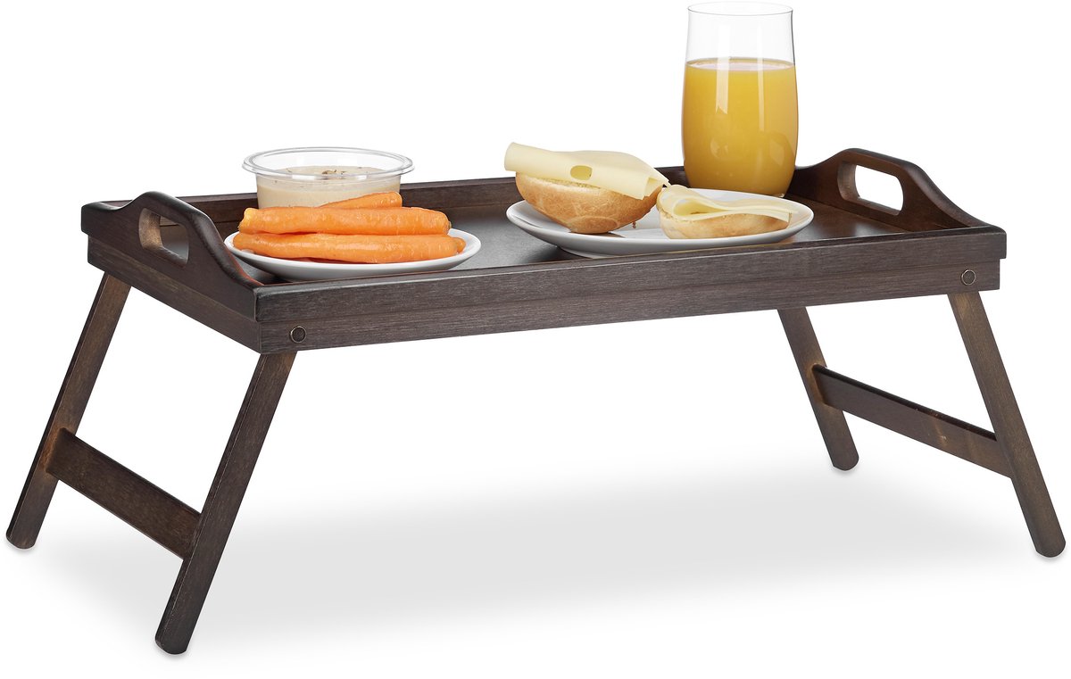 bedtafel bamboe - inklapbaar - voor op bed - handgrepen - opstaande rand - dienblad