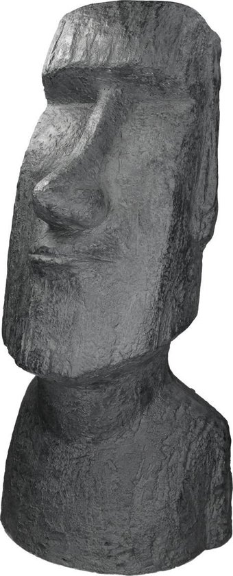 Figurine principale de l'île de Pâques anthracite, 26,5x19x53,5 cm, résine de pierre moulée