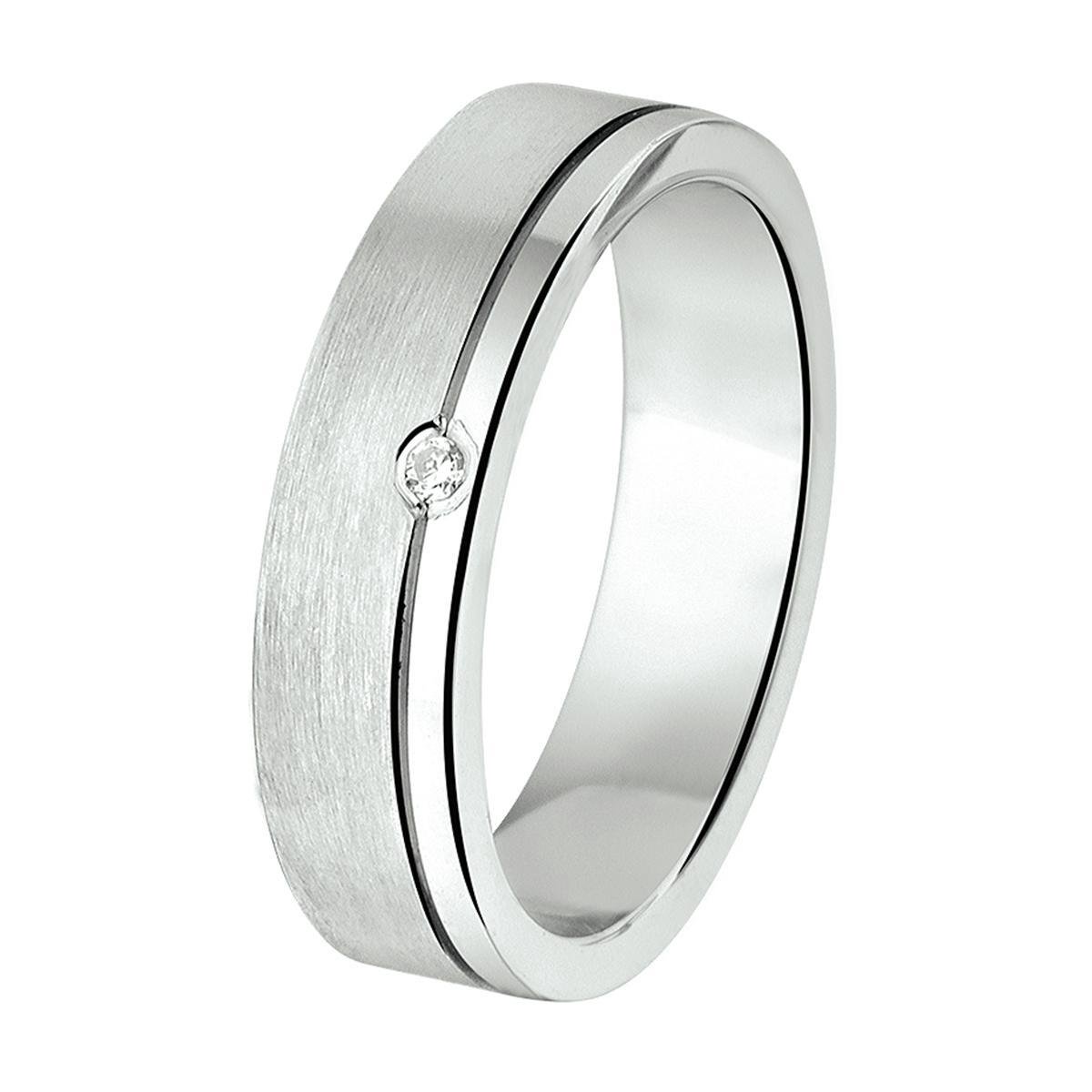 Zilver Gerhodineerde Ring A202 - 5 mm - met cz 1315439 16.50 mm (52)
