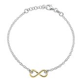 The Fashion Jewelry Collection Armband Infinity 2,0 mm 17 + 2 cm - Zilver verguld