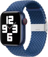 By Qubix Braided nylon bandje - Blauw - Geschikt voor Apple Watch 38mm - 40mm - 41mm - Compatible Apple watch bandje - smartwatch bandje nylon bandje