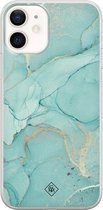 iPhone 12 hoesje siliconen - Marmer mint groen | Apple iPhone 12 case |