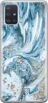Samsung A71 hoesje siliconen - Marble sea | Samsung Galaxy A71 case | blauw | TPU backcover transparant