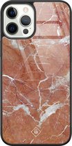iPhone 12 Pro hoesje glass - Marble sunkissed | Apple iPhone 12 Pro  case | Hardcase backcover zwart