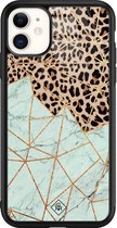 iPhone 11 hoesje glass - Luipaard marmer mint | Apple iPhone 11  case | Hardcase backcover zwart