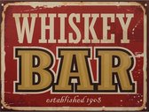 Whiskey BAR - Metalen wandbord - 33x25 cm