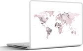 Sticker pour ordinateur portable - 15,6 pouces - Wereldkaart - Peinture - Rose