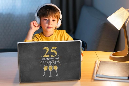 Sticker ordinateur portable - 11,6 pouces - Mariage - 25 ans de mariage - Décoration