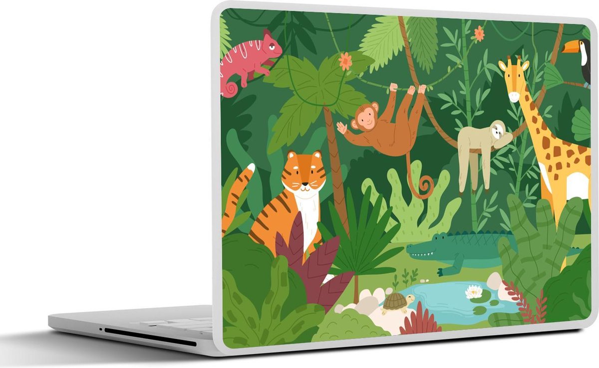 Laptop sticker - 17.3 inch - Jungle - Dieren - Natuur - 40x30cm - Laptopstickers - Laptop skin - Cover