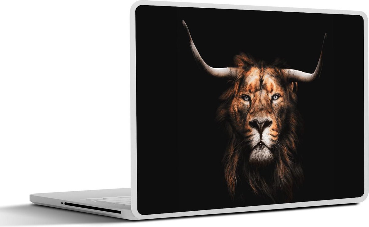 Afbeelding van product SleevesAndCases  Laptop sticker - 13.3 inch - Leeuw - Hoorn - Zwart