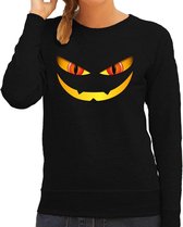 Halloween - Monster gezicht halloween verkleed sweater zwart - dames - horror trui / kleding / kostuum S