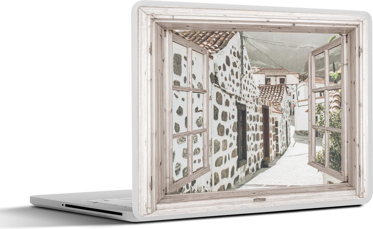 Laptop sticker - 12.3 inch - Doorkijk - Griekenland - Zomer - 30x22cm - Laptopstickers - Laptop skin - Cover