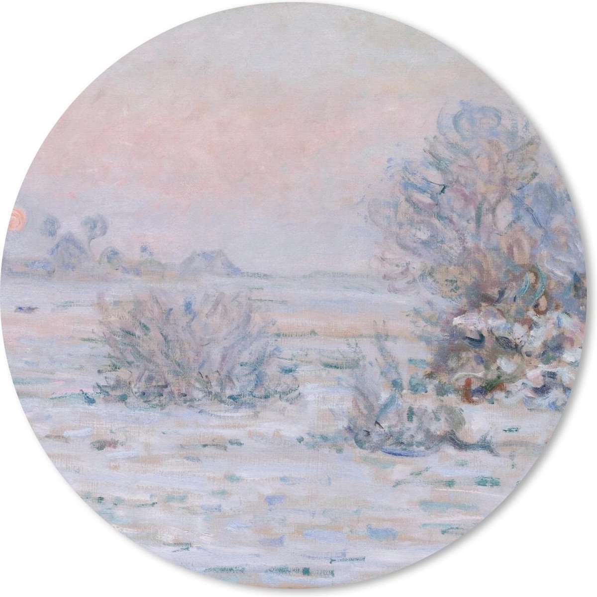Muismat rond 50x50 cm - Mousepad Winterzon Lavacourt - Claude Monet - Ronde muismatten