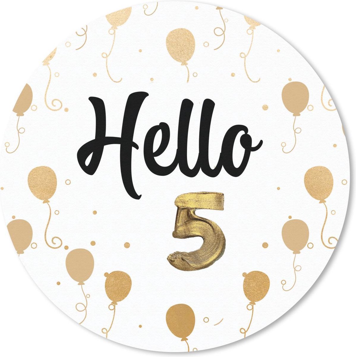 Muismat rond 40x40 cm - Mousepad Jubileum - Ballonnen - Goud - Ronde muismatten