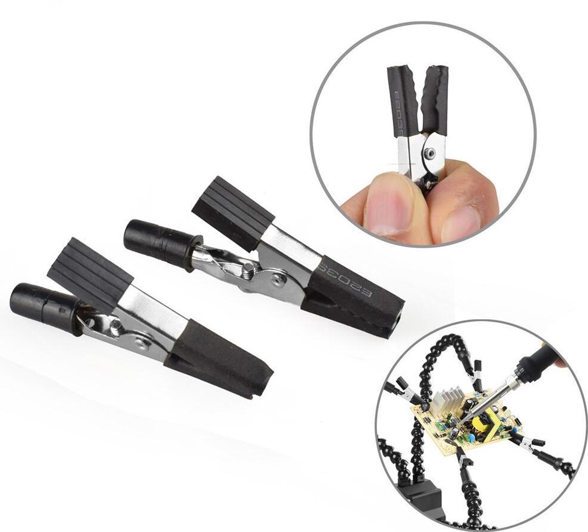 Helpen Hand Solderen Station Flexibele Derde Handen Soldeer Gereedschap Kit 3e Armen Klem PCB Houder Accessoires Antislip Aluminium Base Draaibare Clips, 2