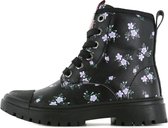 Shoesme zwarte bikerboot met roze bloemetjesprint