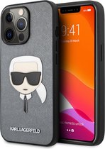 Karl Lagerfeld Telefoonhoesje voor Apple iPhone 13 Pro - Zilver Pu-materiaal met Back Cover Bescherming