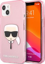 Karl Lagerfeld Transparante Roze TPU Back Cover Hoesje voor Apple iPhone 13 Mini - Bescherm je Telefoon!
