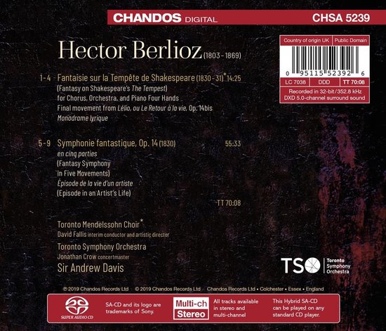 Toronto Symphony Orchestra, Sir Andrew Davies - Berlioz: Symphonie Fantastique/Fantaisie Sur Le Tempête (SACD)