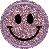 Smiley Emoji Strijk Embleem Patch Glitter 6.4 cm / 6.4 cm / Lichtroze