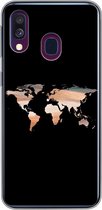 Geschikt voor Samsung Galaxy A40 hoesje - Wereldkaart - Verf - Zwart - Siliconen Telefoonhoesje