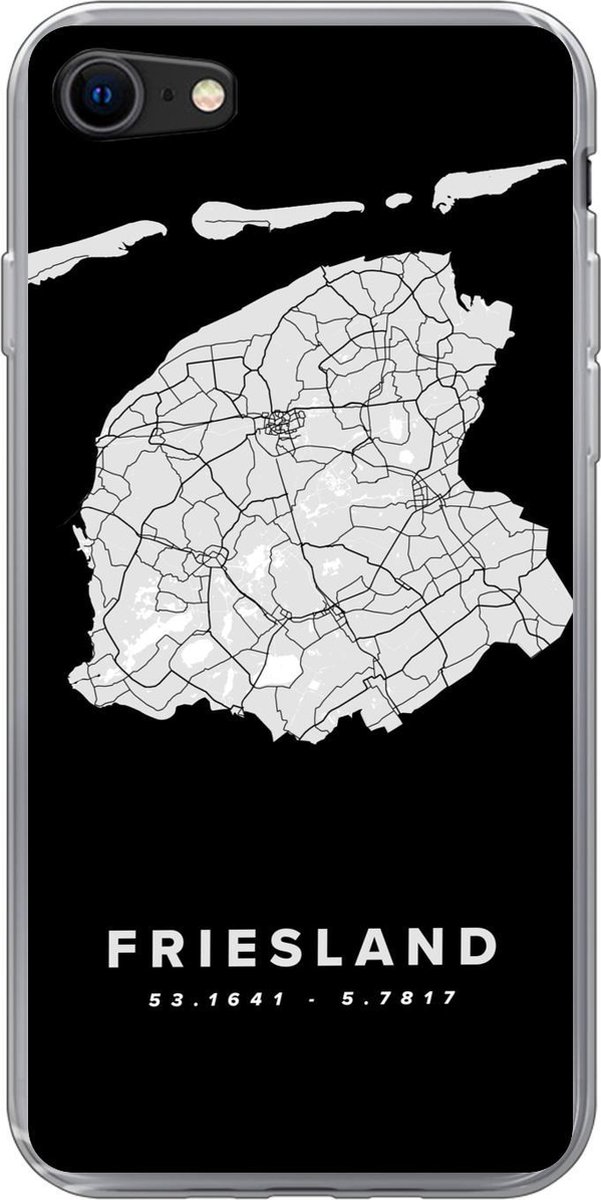 Telefoonhoesje Geschikt voor iPhone 7 hoesje - Kaart - Friesland - Nederland - Siliconen Telefoonhoesje Telefoonhoesje