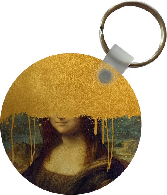 Sleutelhanger - Mona Lisa - Goud - Da Vinci - Plastic - Rond - Uitdeelcadeautjes