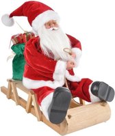 AROUND MIDNIGHT Kerstman op slee - H40 cm - Rood